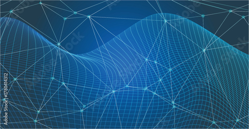 Abstract blue background with interconnected lines and points, creating a network design.