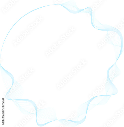 Abstract circle round frame with lines wavy gradient. Modern, technology, science, and music concept