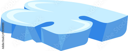 Shiny blue ice chunk vector graphic isolated Isometric iceberg block design element Frozen cold platform winter symbol Arctic cold water nature illustration