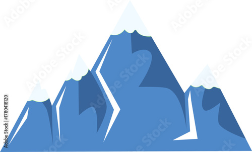Cold blue mountain range geometric vector illustration snow capped peaks ice cracked design winter nature landscape simple graphic background element