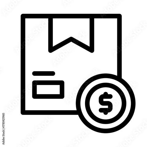 product cost.  This is a vector single icon with a line style. Suitable for any purpose, such as website design, mobile app design, logo design, pattern design, etc.