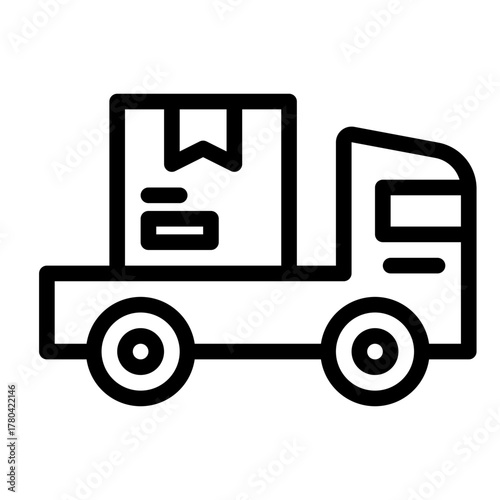cargo truck. This is a vector single icon with a line style. Suitable for any purpose, such as website design, mobile app design, logo design, pattern design, etc.
