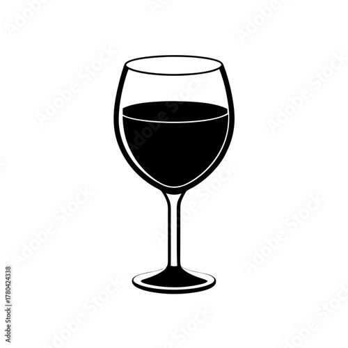 Elegant Glass Of Wine Icon Beverage Celebration Party Drink Dinner Design