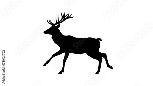 Deer Silhouette: A striking silhouette of a majestic deer, captured in mid-stride, showcasing the animal's graceful form and powerful antlers.