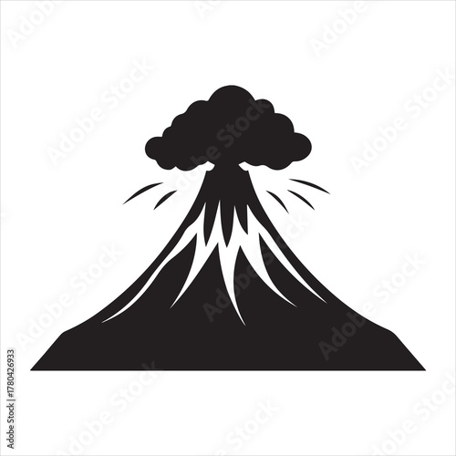 volcano eruption icon, volcano eruption with lava black silhouette vector illustration