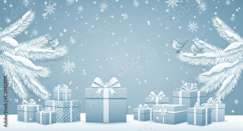 winter landscape with christmas tree