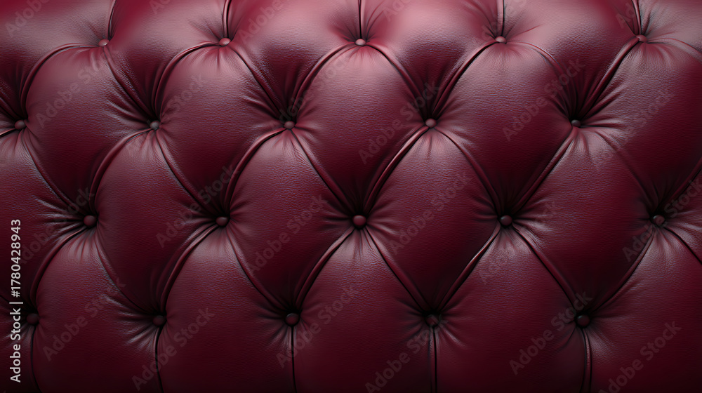 Fototapeta premium Luxurious deep red tufted leather upholstery with classic buttoned pattern