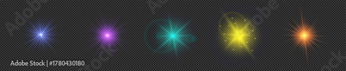 Set of light effects of lens flares