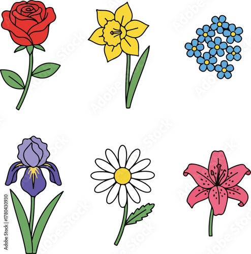 Decorative Flowers Simple Vector Collection