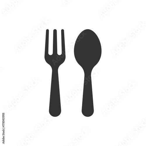 Spoon and fork icon isolated on white background.