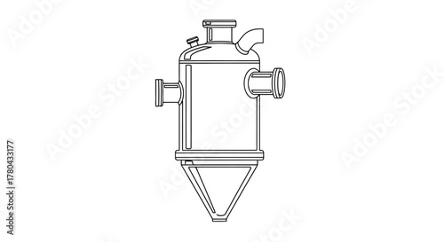 Illustration of a vintage oil can with detailed mechanical components