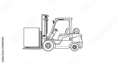 Simple line drawing illustration of a standard industrial forklift truck