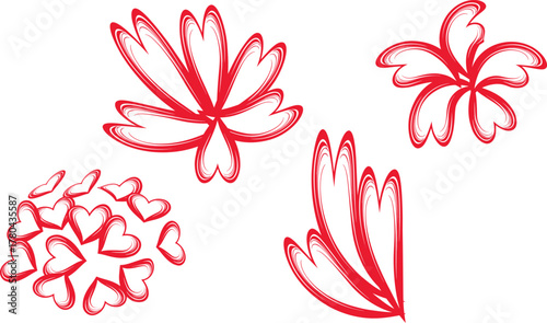 abstract red flower heart shape flowers romantic cute