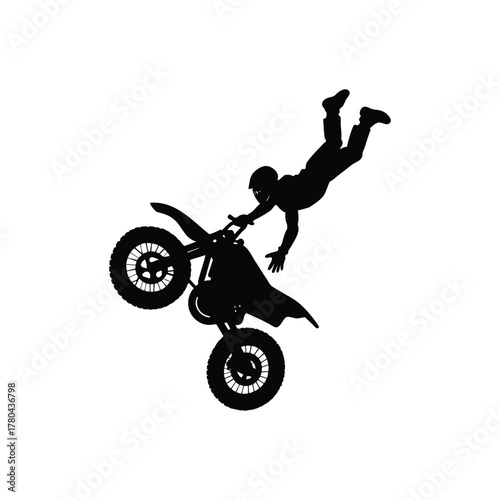 Freestyle Motocross Stunt Jump Silhouette
