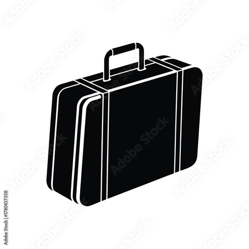 Classic Business Briefcase Silhouette - Vintage Suitcase Travel Icon for Professional and Luggage Concepts