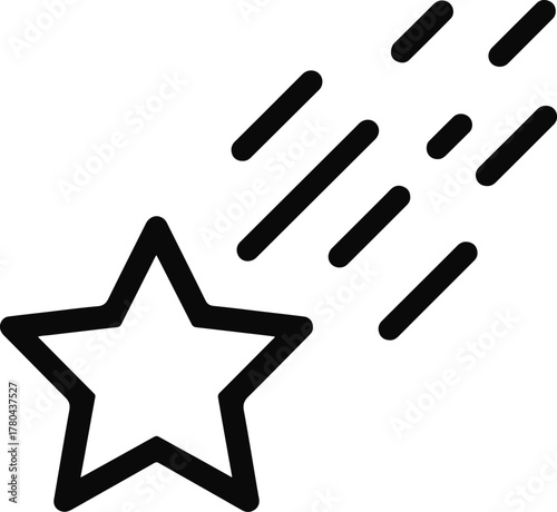 Outline Star Icon With Motion Streaks shooting star