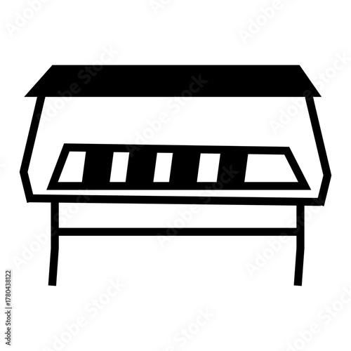 Black and white vector illustration of a piano instrument. Minimal design ideal for music-themed graphics, posters, and educational materials.
