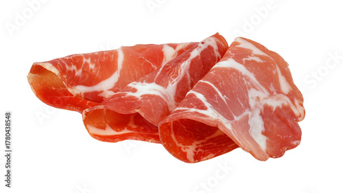 Coppa pork loin charcuterie sliving on transparent background