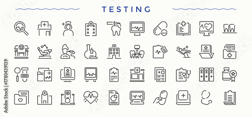 Testing icon set. Health modern icon set. Modern vector UI icons. Pack of doctor, care, healthcare, clinic and more. Vector collections.