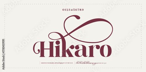 Typography luxury classic decorative wedding vintage retro concept letters font and number. Elegant alphabet lettering serif fonts. vector illustration