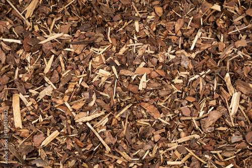 Brown wood mulch background texture