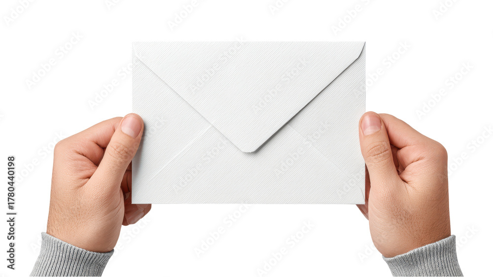 Fototapeta premium Hands Holding a Blank White Envelope - Communication Concept