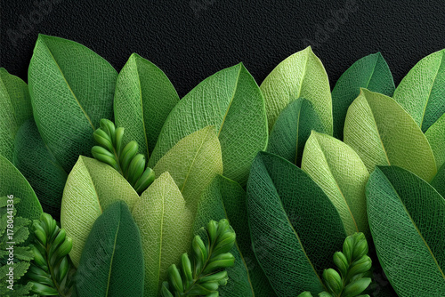 Lush Greenery: An artistic view of an array of vibrant green leaves create a captivating visual story, evoking freshness and life.