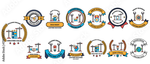 A collection of logos and symbols, including a cross, a palm tree, and a star