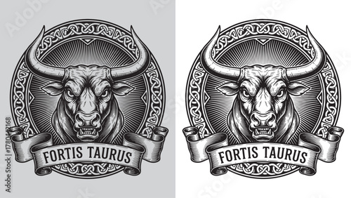 Fortis Taurus Celtic Knot Bull Head Strong Mascot Emblem