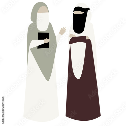 Muslimah Coworkers Discussion and Collaboration at Office