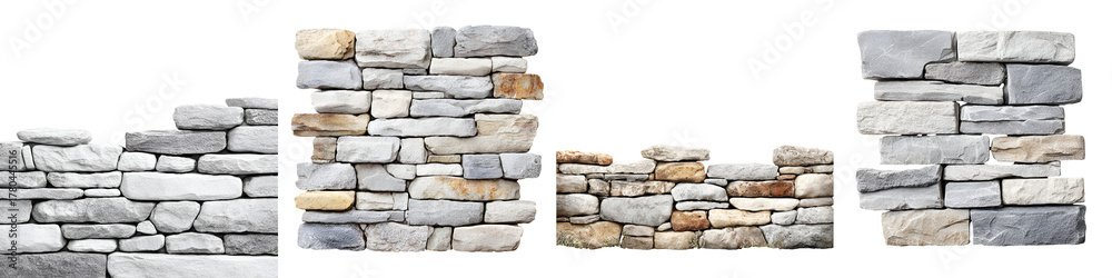Obraz premium Stone Wall Texture Collection: Variety of Stacked Stones for Construction and Design