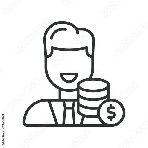Deposit icon in line design. deposit, funds, account, add money, top up, balance, cash in on white background vector. Deposit editable stroke icon