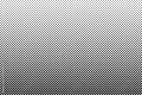 Halftone vector texture of gradient geometric black diamonds. Seamless fading pattern. Abstract technological soft transition for background and backdrop. Gradient transition lattice	