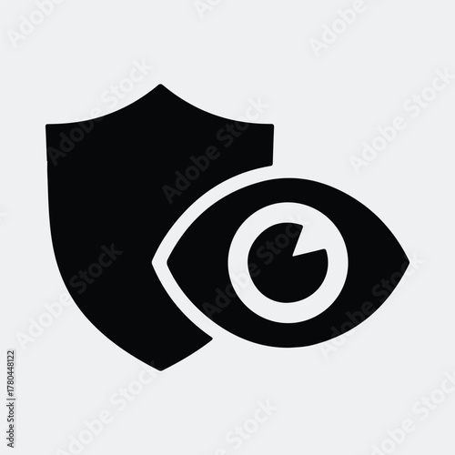Silhouette eye protection shield security concept Vector illustration