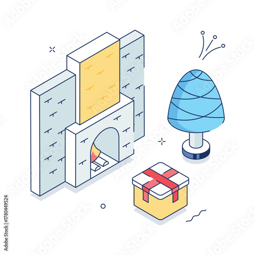 Have a look at this amazing isometric illustration of fireplace