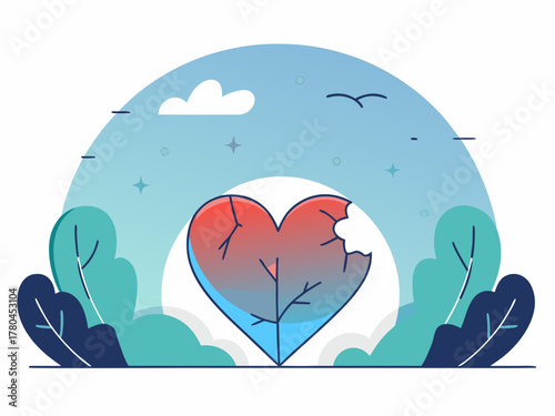 💔 “Heartbroken” — cracked heart icon inside silhouette, soft red gradient.