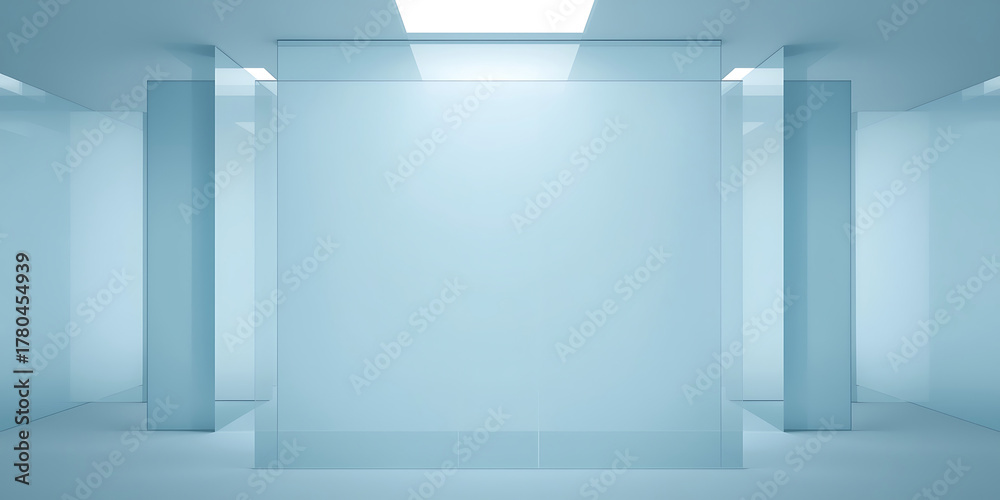 custom made wallpaper toronto digitalClean light blue abstract architecture interior, glass structure, empty space.
