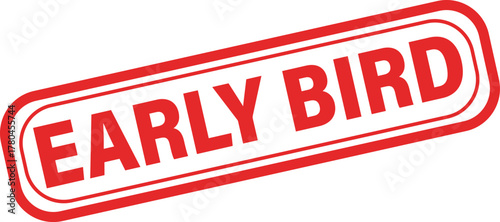 EARLY BIRD red stamp text vector, rubber stamp