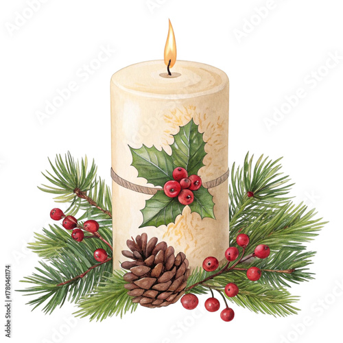 Christmas candle and decorations