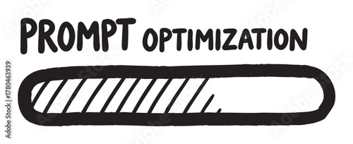Hand-drawn black progress bar on a white background labeled "prompt optimization" showing loading status.