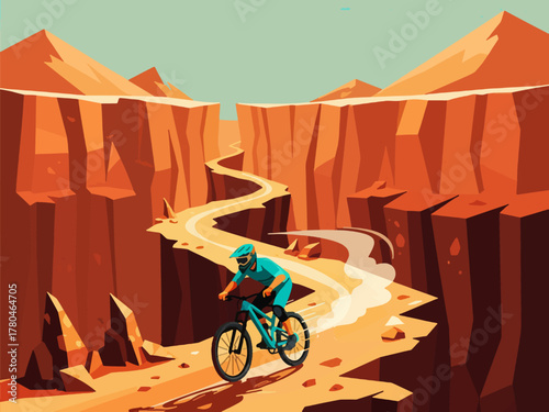 flat design downhill sports competing to climb a steep hill