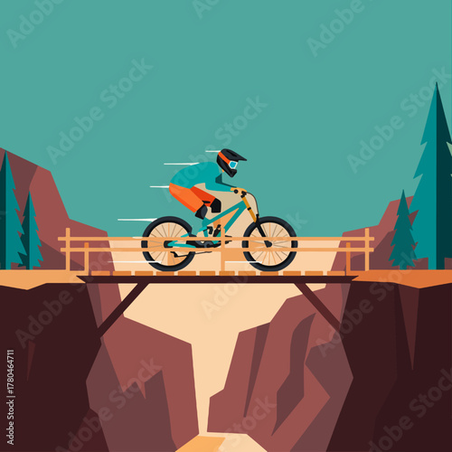 flat design downhill sports competing to climb a steep hill