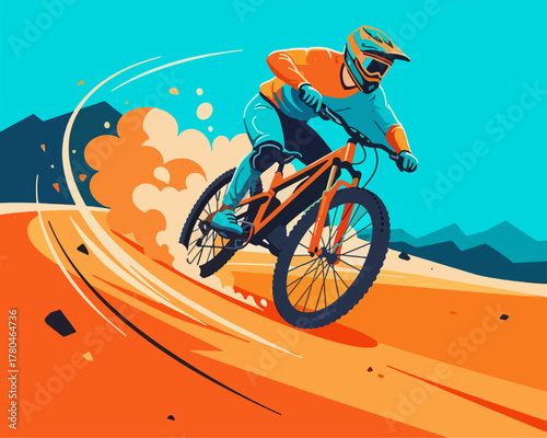 flat design downhill sports competing to climb a steep hill