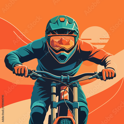 flat design downhill sports competing to climb a steep hill