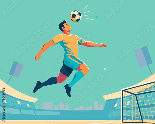 Flat illustration design of an athlete's training activity for a soccer OR football match.