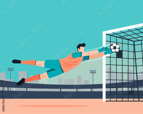 Flat illustration design of an athlete's training activity for a soccer OR football match.