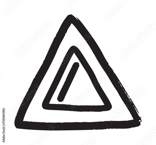 Simple black outline icon of a hand-drawn triangle with inner triangular design. perfect for geometric and creative concept themes.