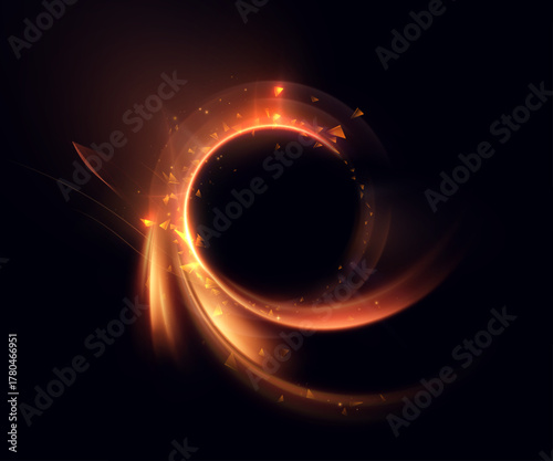 A swirling orange fiery vortex on a dark background. Vector for magical portal effects, motion overlays, and fantastic design scenes.