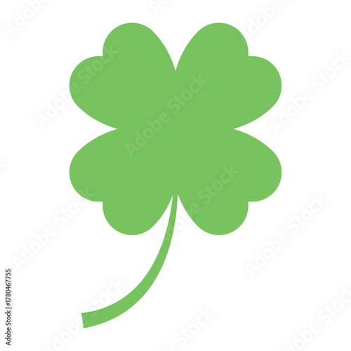Lucky Four Leaf Clover Icon – Modern Flat Vector Symbol of Fortune