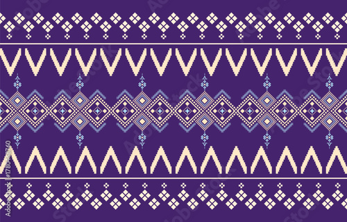 Purple Ikat Tribal Geometric Ethnic Seamless Vector Pattern, Flat Modern design , illustration Vector EPS 10 